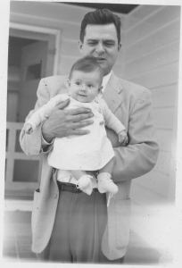 Christyne Calvin is shown with her dad J.G. Will when Christyne was still just an adorable infant. Both Christyne and her father had successful careers with Vinton County National Bank.