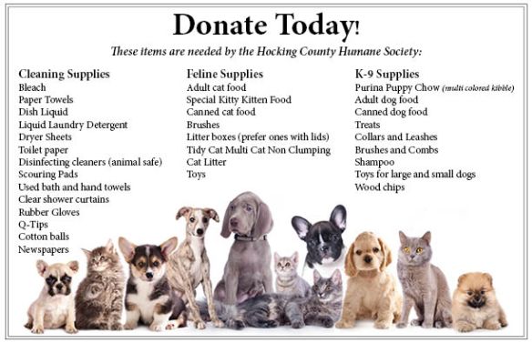 Hocking County Humane Society Donation List